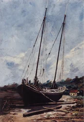 Paysage marin avec un bateau